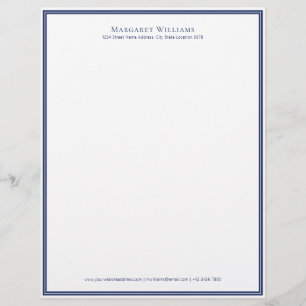 Navy Blue Border Office Professional Letterhead