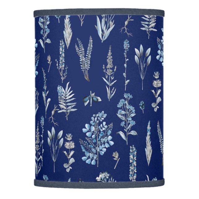 Navy Blue Botanical Meadow Lamp Shade (Front)