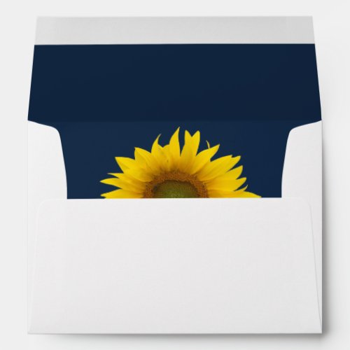 Navy Blue Botanical Sunflower Return Address  Envelope