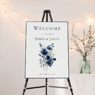 Navy Blue Botanical Wedding Foam Board