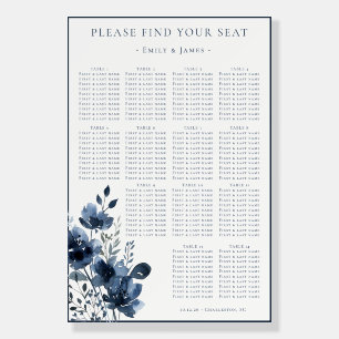 Navy Blue Botanical Wedding Foam Board