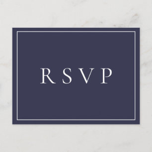 Navy Blue Botanical Wedding RSVP Song Request Invitation Postcard
