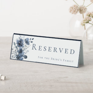 Navy Blue Botanical Wedding Table Tent