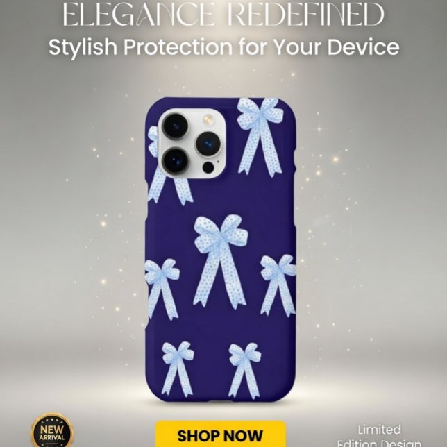 Navy Blue Bow Coquette iPhone Case (Creator Uploaded)