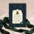 Navy Blue Bow Polo Teddy Bear Boy Baby Shower Invitation | Zazzle