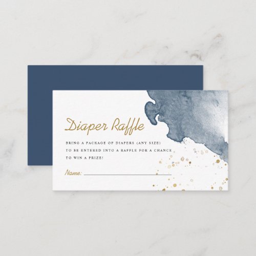 Navy Blue Boy Watercolor Boho Diaper Raffle   Enclosure Card