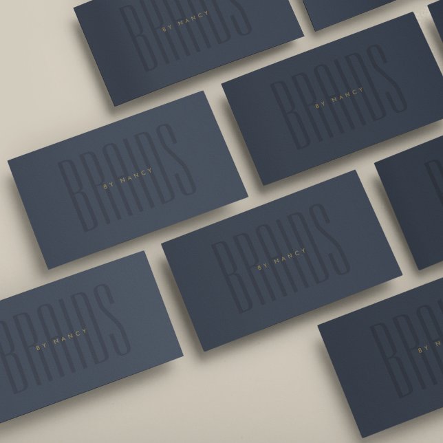 Navy Blue Braids Typography Minimalist Simple  Business Card (Creator Uploaded)