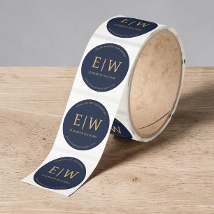 Navy Blue Branded Business Company Thank You Classic Round Sticker