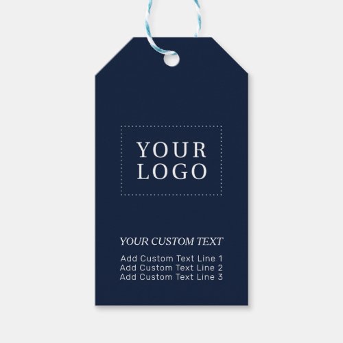 Navy Blue Branded Custom Business Logo Promotional Gift Tags