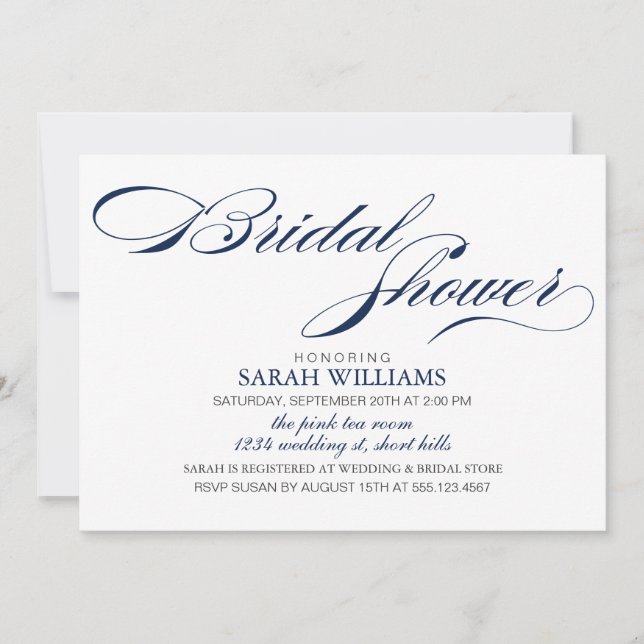 Navy Blue Bridal Shower Invitation (Front)