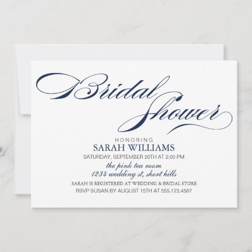 Navy Blue Bridal Shower Personalized Invite
