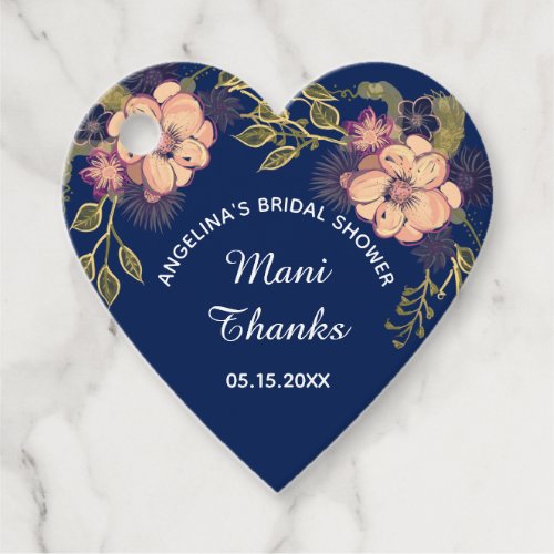 Navy Blue Bridal Shower Thank You Favor Tags