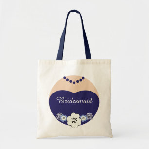 Navy Blue Bridesmaid Wedding Tote Bag