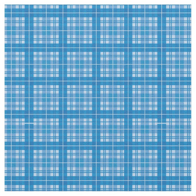 Navy Blue Bright Gingham Plaid Tartan Fabric (Close Up)