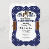 Navy Blue Brown Cowboy Baby Shower Invitation (Front/Back)