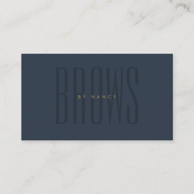 Navy Blue Brows Simple Minimalist Typography  Business Card (Front)