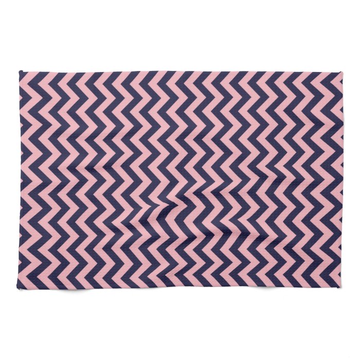 Navy Blue Bubblegum Pink Chevron Pattern Towels