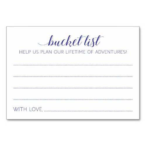 Navy Blue Bucket List Ideas Wedding Advice Cards