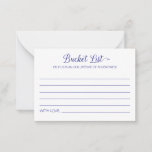 Navy Blue Bucket List Lifetime Adventures Wedding Advice Card<br><div class="desc">These charming navy blue bucket list cards will be a perfect alternative to a traditional wedding guest book. You'll have all your guests talking about the best ideas for you to visit or do in your life together as a married couple!</div>