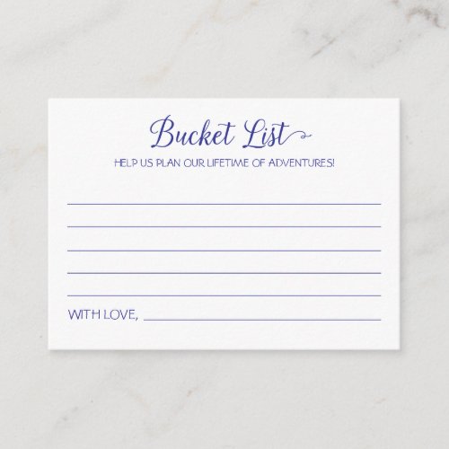 Navy Blue Bucket List Lifetime Adventures Wedding