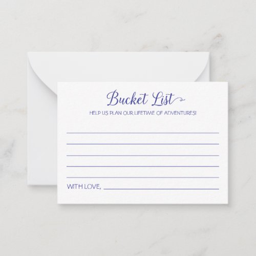 Navy Blue Bucket List Lifetime Adventures Wedding Advice Card