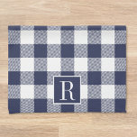 Navy Blue Buffalo Check Monogram Kitchen Towel<br><div class="desc">Custom-designed modern rustic kitchen towel featuring personalized monogram on navy blue buffalo check pattern.</div>