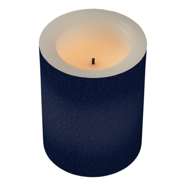 Navy Blue Bumpy Pattern Flameless Candle (Angled)