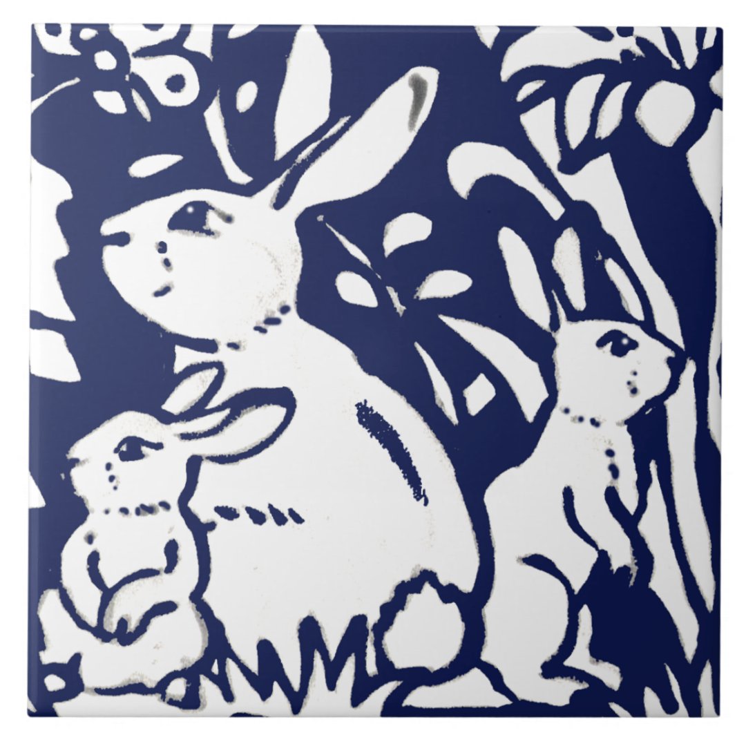 Navy Blue Bunny Rabbit Woodland Animal Trivet | Zazzle