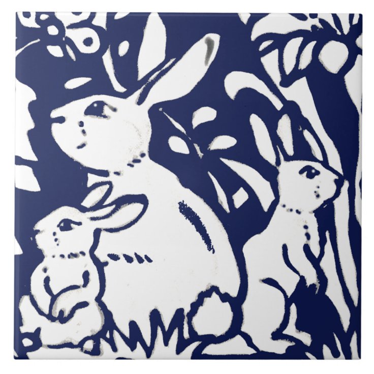 Navy Blue Bunny Rabbit Woodland Animal Trivet | Zazzle