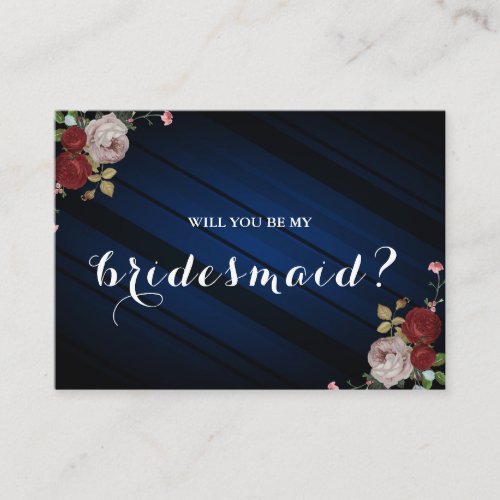 Navy Blue Burgundy Blsh Pink Floral Wedding Enclosure Card