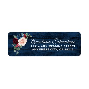 Navy Blue Burgundy Blush Pink Country Wood Wedding Label by RusticWeddings at Zazzle
