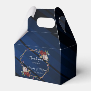 Navy Blue Burgundy Blush Pink Floral Wedding Favor Boxes