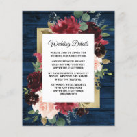 Navy Blue Burgundy Blush Wedding Enclosure Card