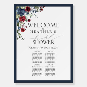 Navy Blue Burgundy Bridal Shower 4 Table Seating Foam Board