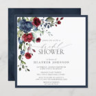 Navy Blue Burgundy Floral Watercolor Bridal Shower