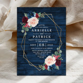 Blush Pink Floral Geometric Acrylic Wedding Invitations CAX039