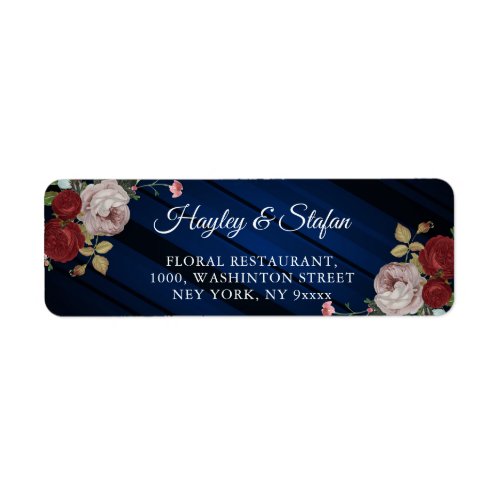 Navy Blue Burgundy Gold Blush Pink Return Address Label