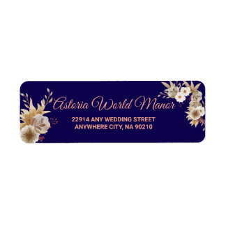 Navy Blue Burgundy Gold Blush Wedding address labe Label