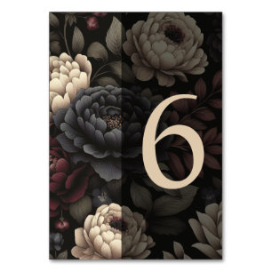 Navy Blue & Burgundy Moody Floral Table 6 Number