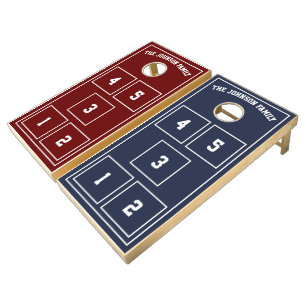 Navy Blue & Burgundy Numbered Cornhole Set