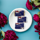 Navy blue burgundy roses wedding favors<br><div class="desc">Burgundy roses greenery navy blue background gold geometrical frame floral wedding favors personalized custom mini chocolates. Lovely accent for a table settings.</div>