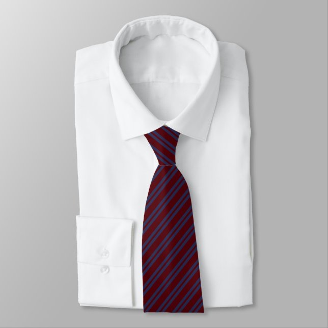  Navy blue& burgundy stripes groomsmen wedding  Neck Tie (Tied)