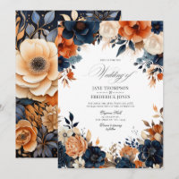 Navy Blue, Burnt Orange, and Champagne Wedding