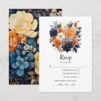 Navy Blue, Burnt Orange & Champagne Floral Wedding
