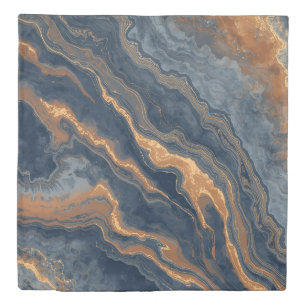 Navy Blue Burnt Orange Dusty Blue Duvet Cover