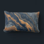 Navy Blue Burnt Orange Dusty Blue Lumbar Pillow<br><div class="desc">Add comfort and artistic flair to your living space with this navy blue lumbar pillow, designed to bring style and support to your couch or bed. Featuring a marbled abstract print in navy, burnt orange, and dusty blue, this pillow introduces a unique color palette that blends warmth with tranquility. The...</div>