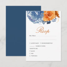 Navy Blue Burnt Orange Fall Floral Wedding