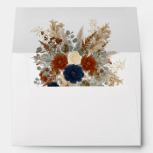 Navy Blue & Burnt Orange Florals Rust Fall Wedding