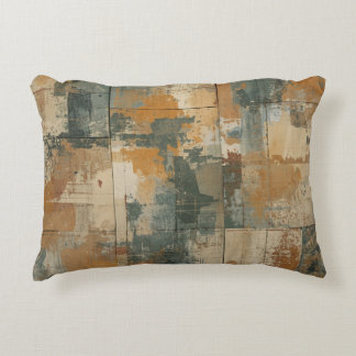 Navy Blue Burnt Orange Rustic Weathered Wood Accent Pillow