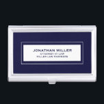Navy Blue Business Card Case<br><div class="desc">Present your professional image with our Navy Blue Business Card Case designed exclusively for attorneys and law firms. This sleek and sophisticated case features a white window framed in navy, showcasing your name, "Attorney at Law, " and your law firm. The solid navy blue background adds a touch of elegance...</div>